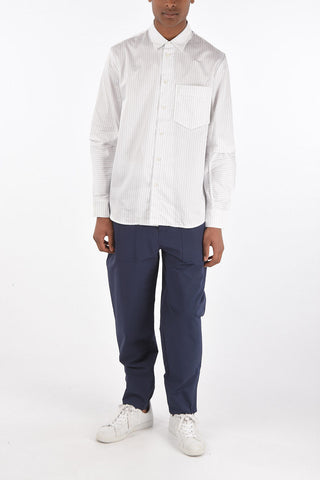 pinstriped spread collar shirt