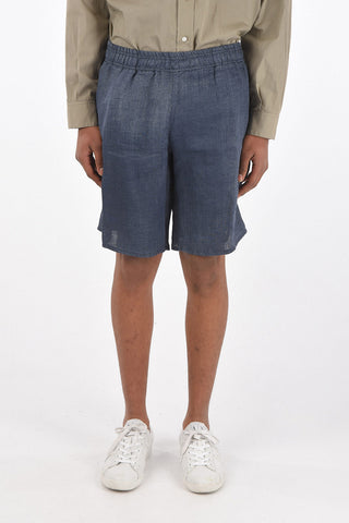 drawstring waist flax 2 pockets shorts