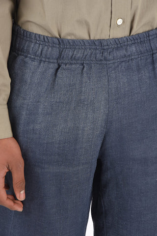 drawstring waist flax 2 pockets shorts