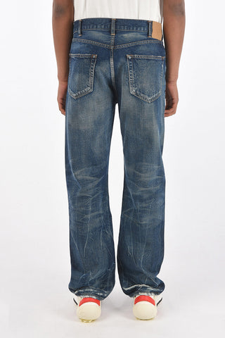 23cm dark wash Mid-rise waist wide jeans