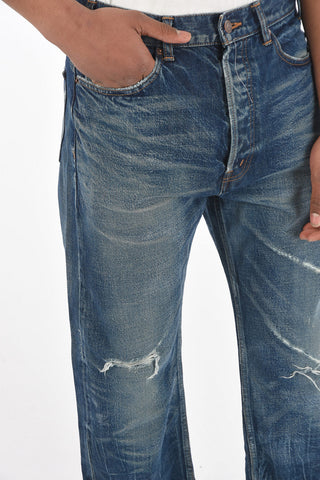 23cm dark wash Mid-rise waist wide jeans