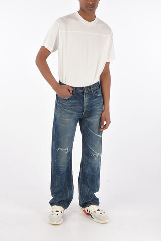 23cm dark wash Mid-rise waist wide jeans