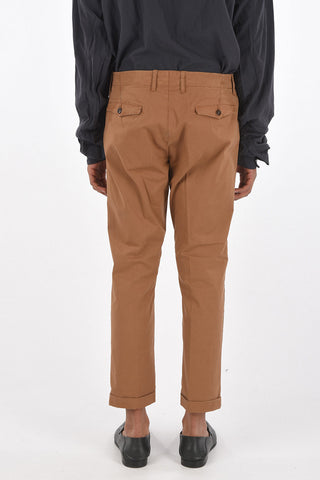 stretch cotton single pleat trousers