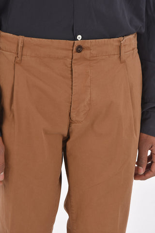 stretch cotton single pleat trousers