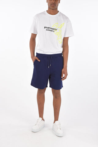 drawstring waist shorts with embroidered logo