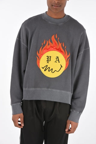 SMILEY felpa BURNING HEAD girocollo con ricamo frontale