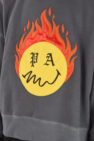 SMILEY felpa BURNING HEAD girocollo con ricamo frontale