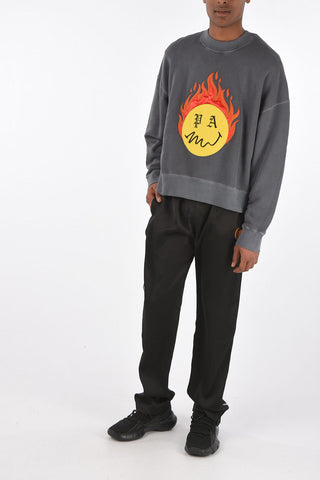 SMILEY felpa BURNING HEAD girocollo con ricamo frontale