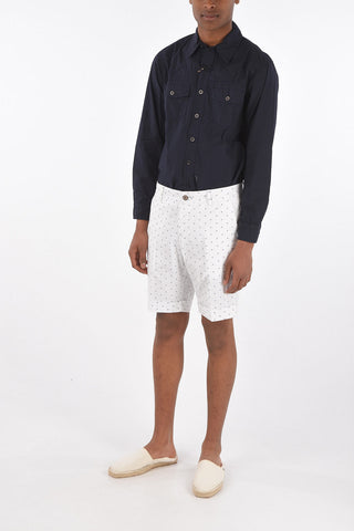 stretch cotton cuffed hem shorts