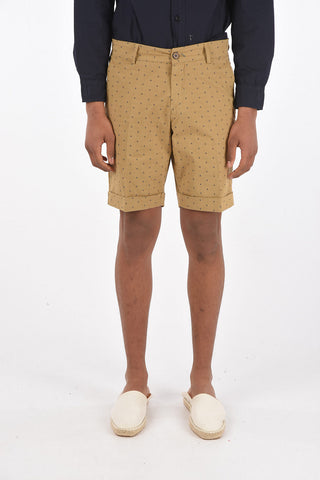 stretch cotton cuffed hem shorts