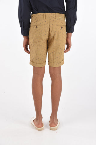 stretch cotton cuffed hem shorts