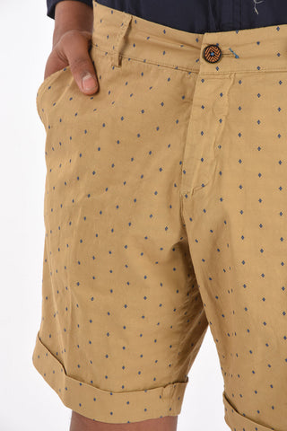 stretch cotton cuffed hem shorts