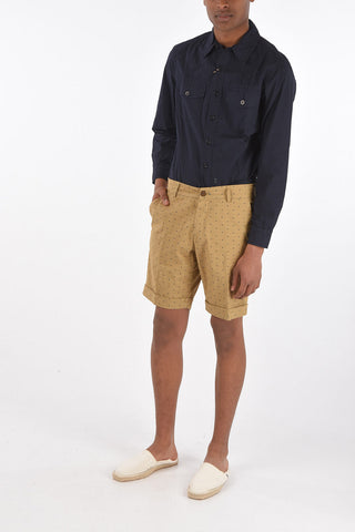 stretch cotton cuffed hem shorts