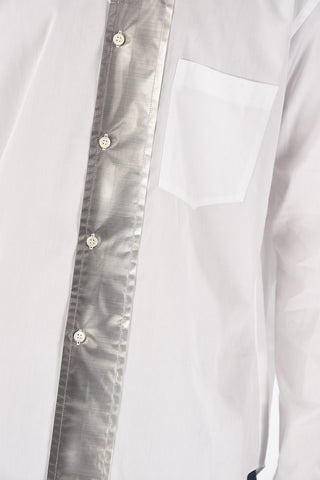 HOMME PLUS classic collar shirt with metallic insert