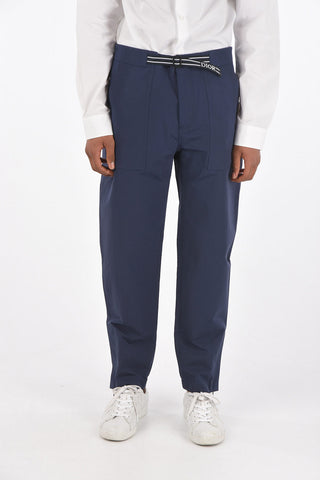 drawstring waist pants with ankle zip