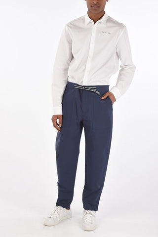 drawstring waist pants with ankle zip