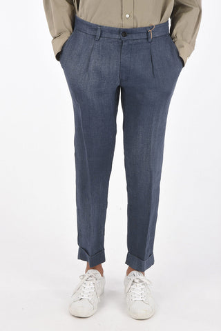 flax cuffed hem single pleat pants