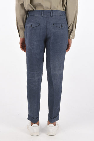 flax cuffed hem single pleat pants