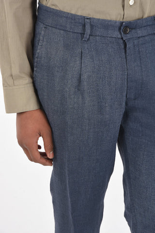 flax cuffed hem single pleat pants