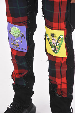 KIDILL JAMIE REID 17cm regular tapered jeans with check patchs