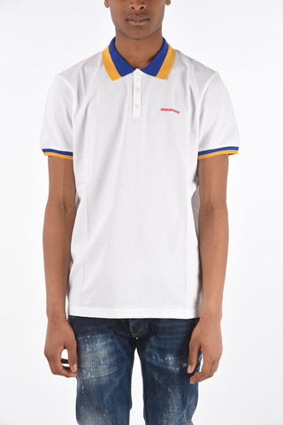 pique' 3 buttons Polo shirt with side print logo