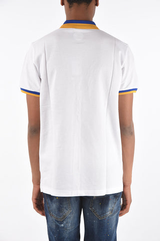 pique' 3 buttons Polo shirt with side print logo