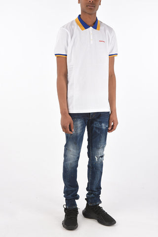 pique' 3 buttons Polo shirt with side print logo