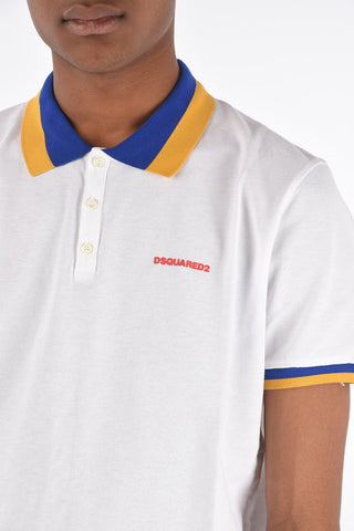 pique' 3 buttons Polo shirt with side print logo