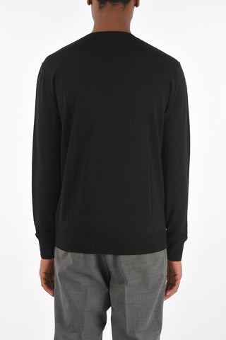 Crew Neck Metal Tag Wool Sweater