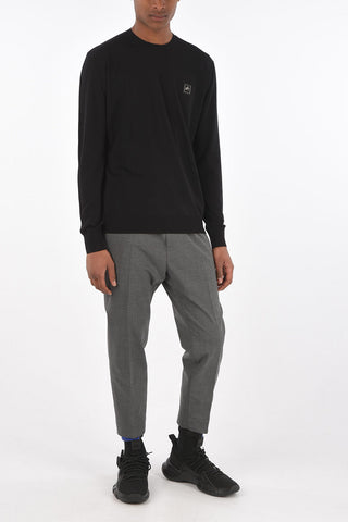 Crew Neck Metal Tag Wool Sweater