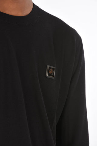 Crew Neck Metal Tag Wool Sweater