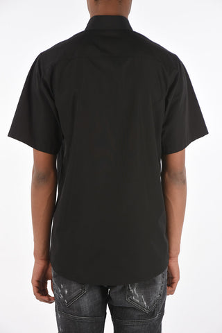 popeline spread collar shirt with breast pocket