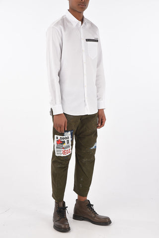 camicia in popeline collo italiano con taschino