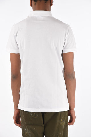 pique' 3 buttons Polo shirt with side print logo