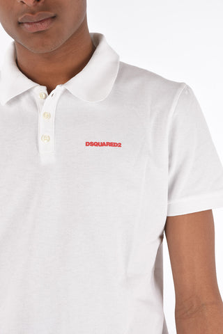 pique' 3 buttons Polo shirt with side print logo