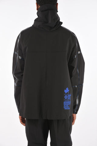 stretch cotton outerwear jacket with hood