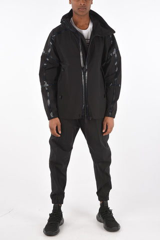 stretch cotton outerwear jacket with hood