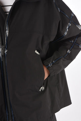 stretch cotton outerwear jacket with hood