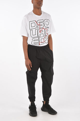 Pantalone in cotone stretch con coulisse in vita