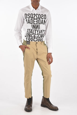 Pantalone bicolore con tasche laterali a filo