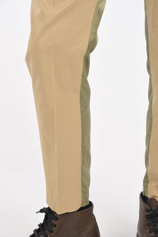 Pantalone bicolore con tasche laterali a filo