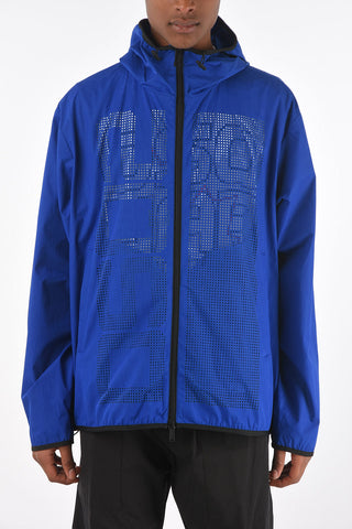 perforated outerwear jacket with hood