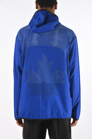 perforated outerwear jacket with hood