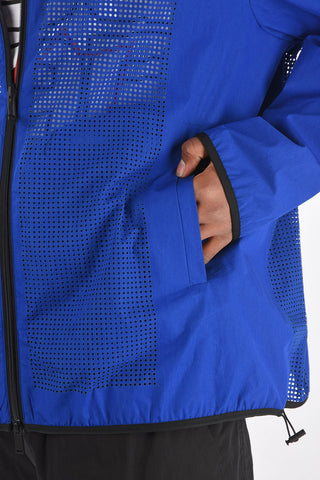 perforated outerwear jacket with hood