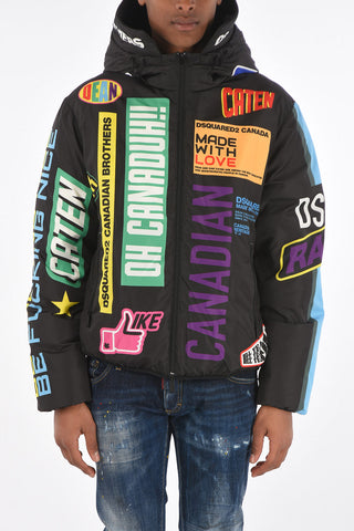 printed down jacket with hood