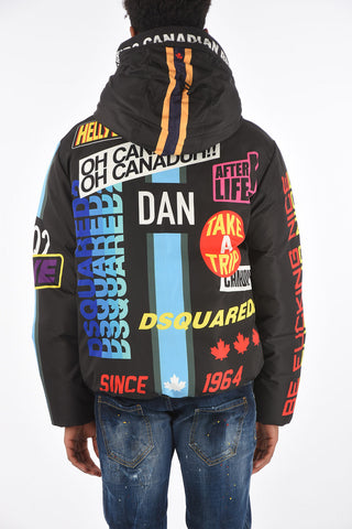 printed down jacket with hood