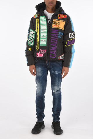 printed down jacket with hood