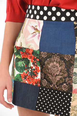Hidden Fastening Patchwork Miniskirt