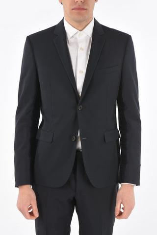 Single-breasted Virgin Wool Blazer with Logo Bands