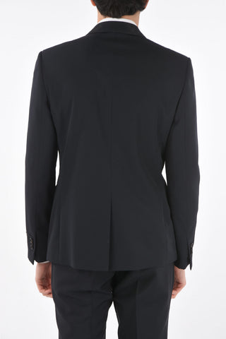 Single-breasted Virgin Wool Blazer with Logo Bands